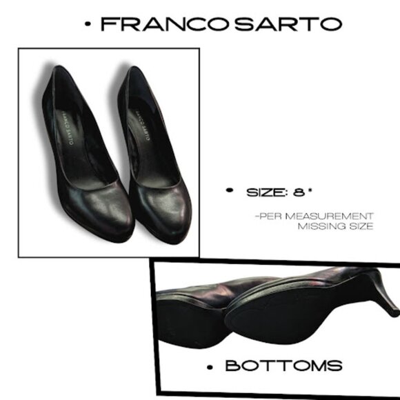 Franco Sarto Black Leather Dress Pumps - Round Toe. Size 8 - Picture 1 of 1